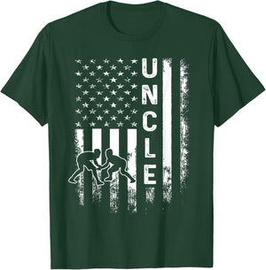 Wrestling Uncle American Flag Vintage Christmas Xmas T-Shirt - T-Shirt | Forest