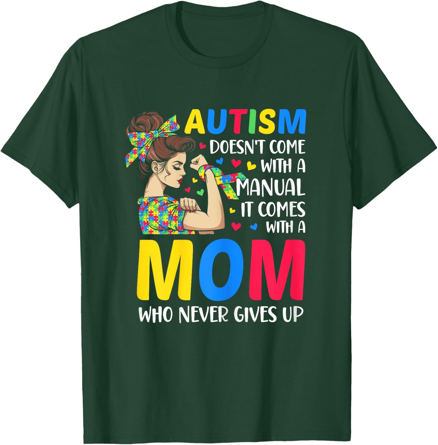 Autism Mom Doesn't Come With A Manual autism mom gifts women T-Shirt - T-Shirt | Forest