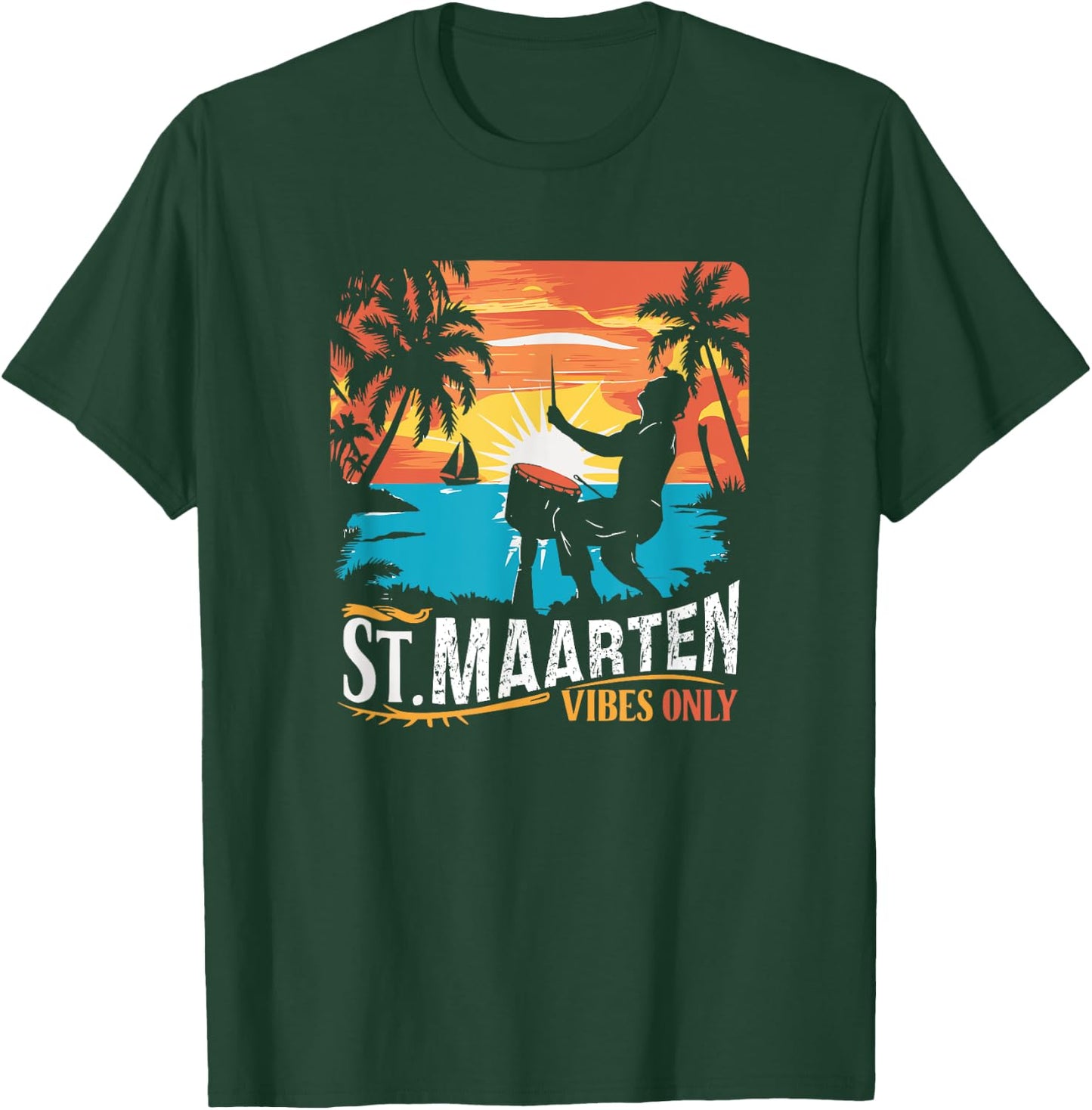 Retro St. Maarten Vibes Only St. Maarten 70s vintage T-Shirt - T-Shirt | Forest