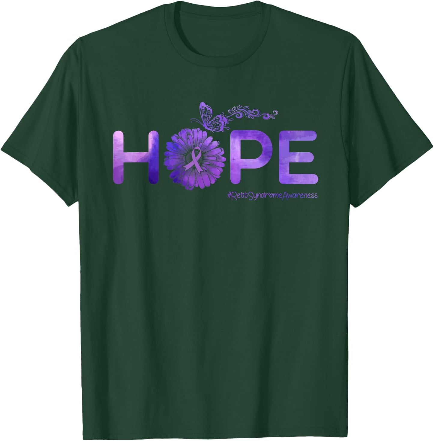 HOPE Butterfly Rett Syndrome Awareness Gifts T-Shirt - T-Shirt | Forest