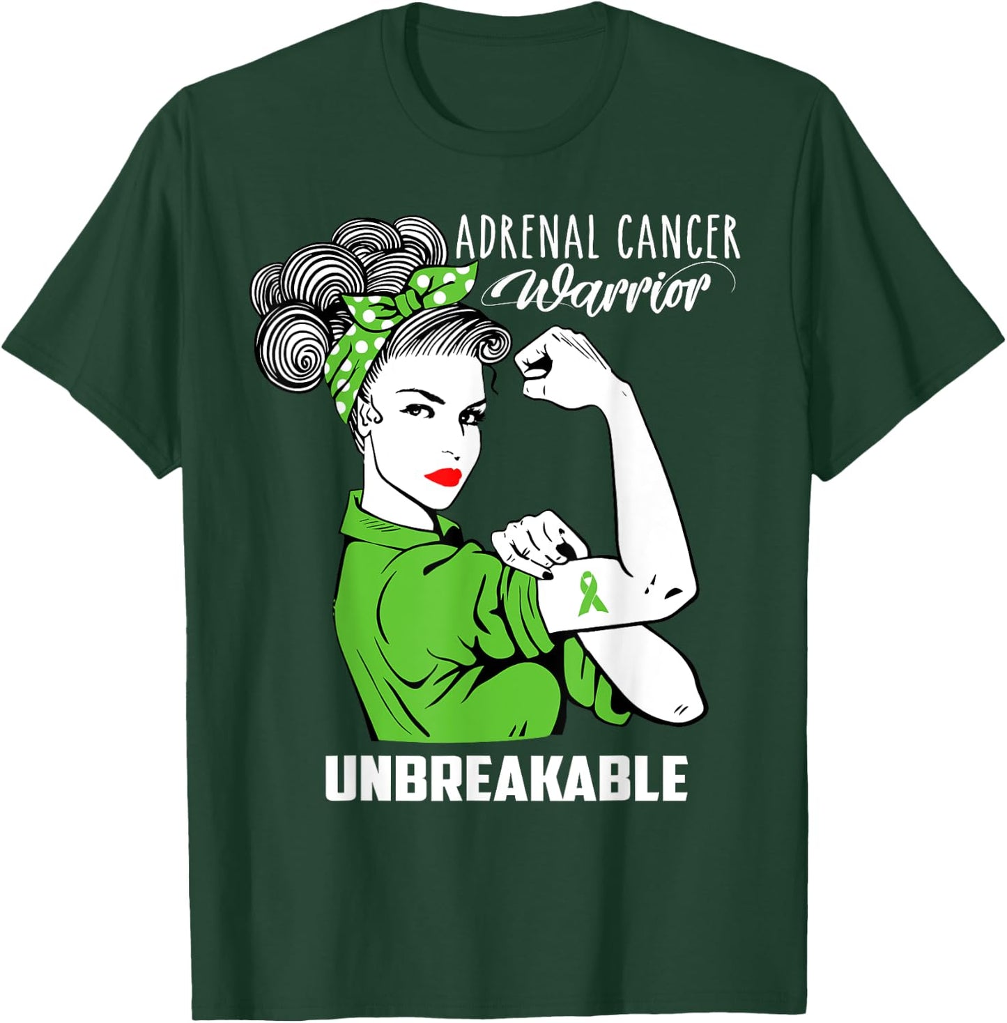 Adrenal Cancer Warrior Unbreakable Shirt Awareness Gift T-Shirt - T-Shirt | Forest