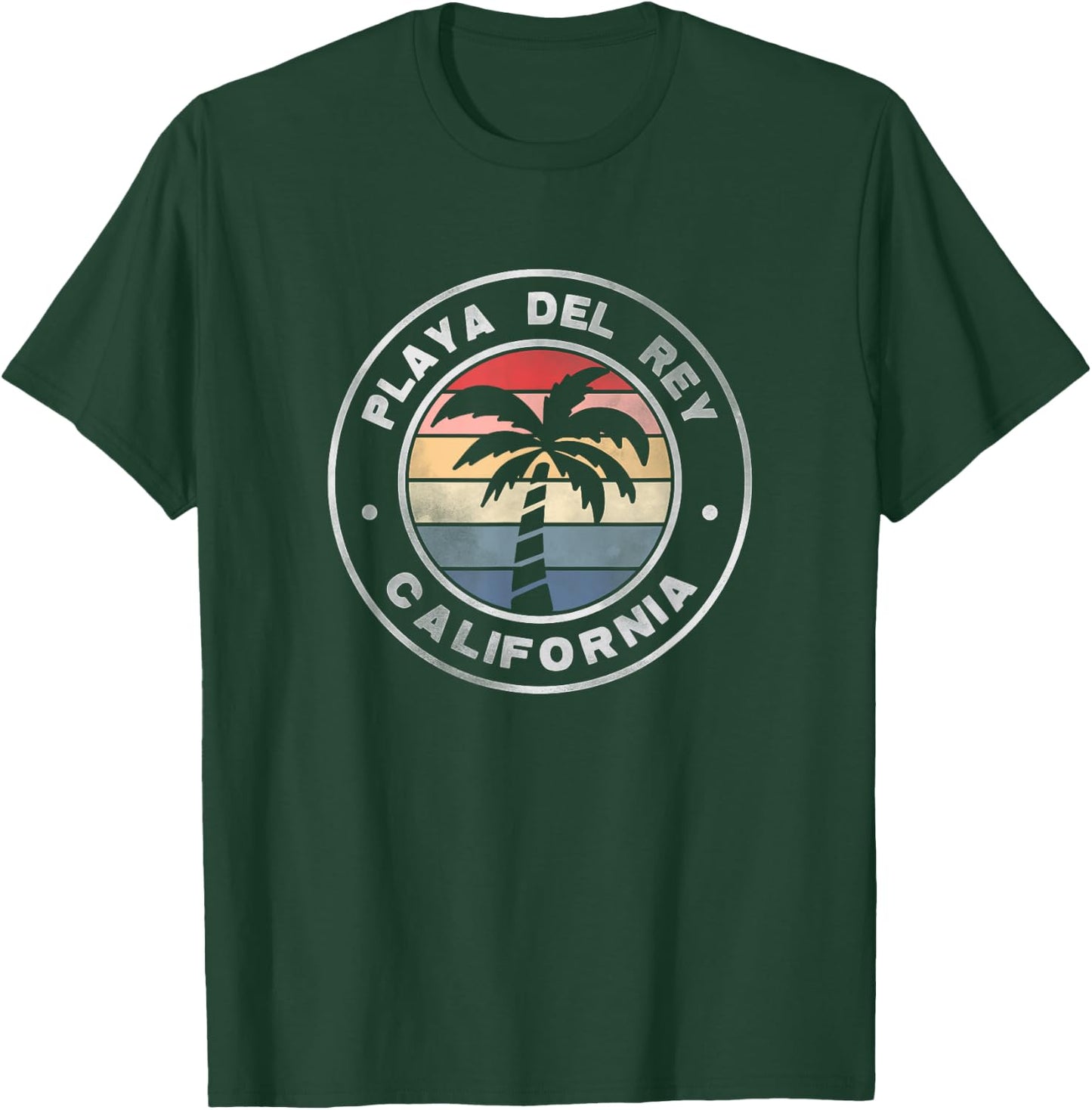 Playa Del Rey California Sunset Palm Trees Beach Retro T-Shirt - T-Shirt | Forest