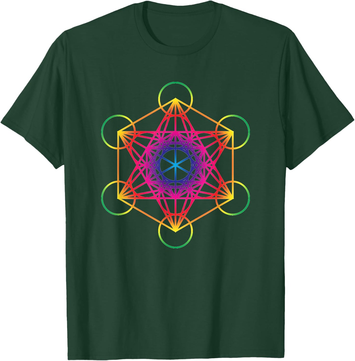 Tree Seed Flower Of Life Sacred Geometry Rainbow Mandala T-Shirt - T-Shirt | Forest