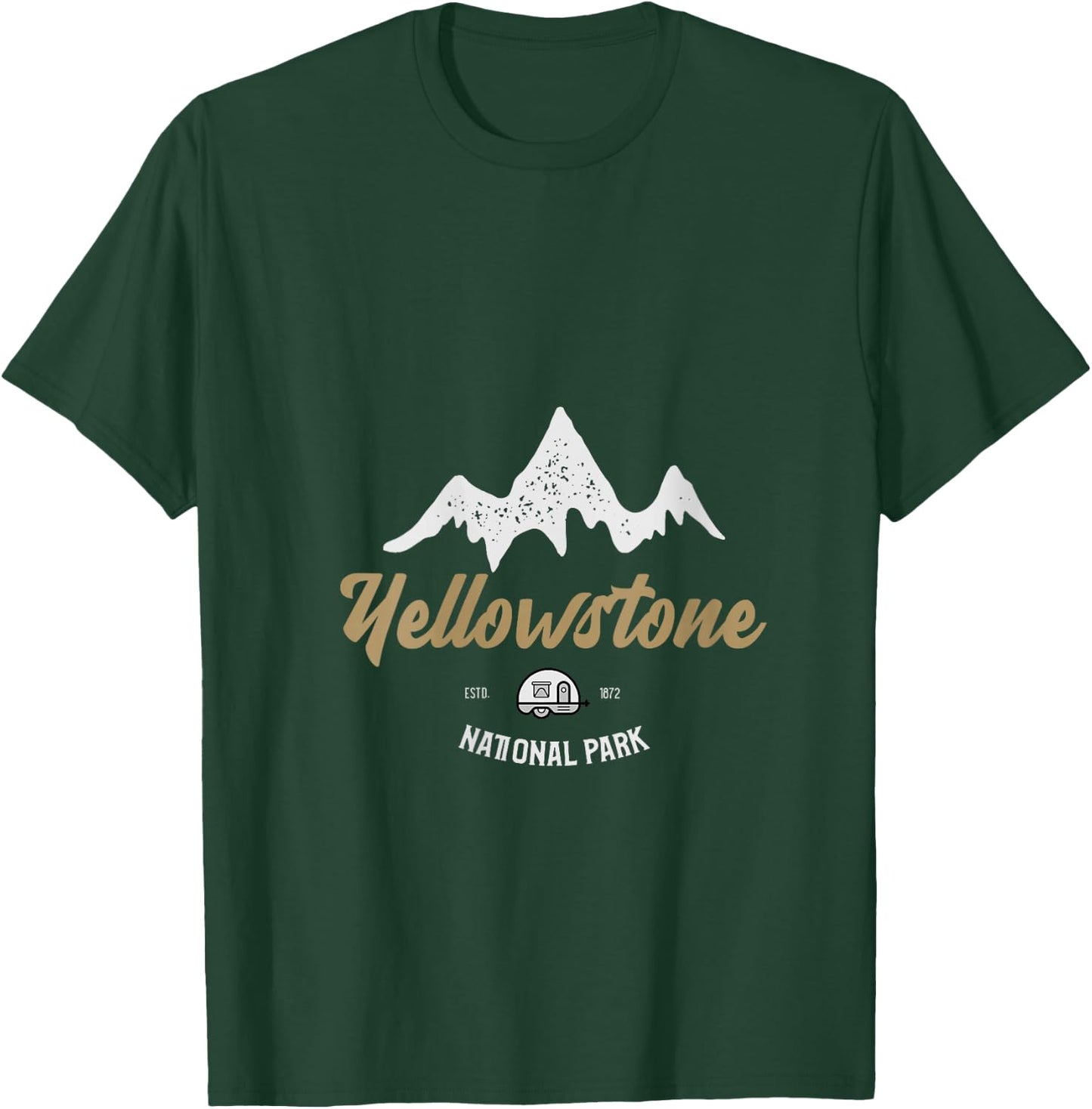 Vintage Yellowstone National Park Snowy Peak V-Neck T-Shirt - T-Shirt | Forest
