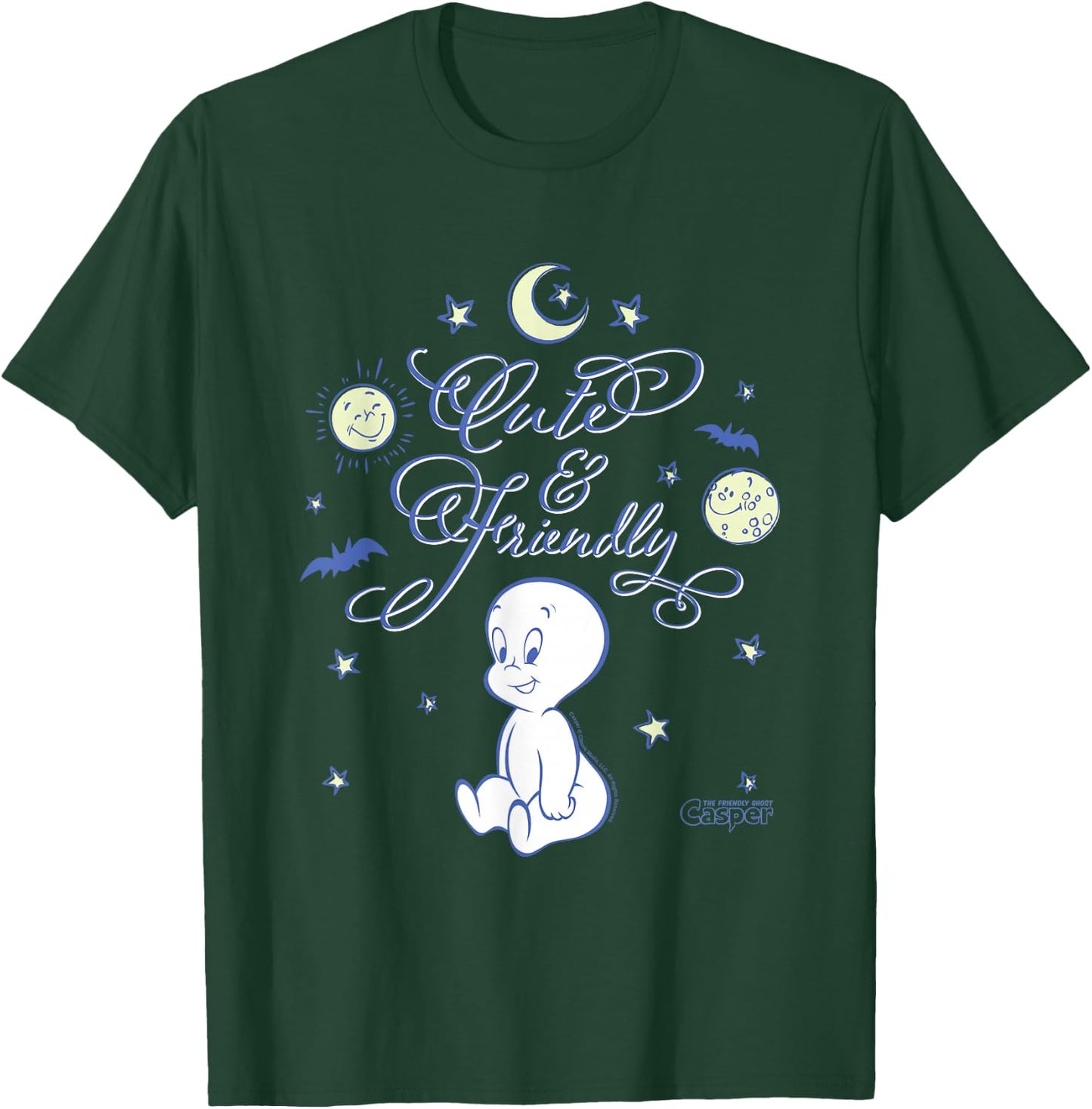 Casper The Friendly Ghost Cute & Friendly Big Chest Poster T-Shirt - T-Shirt | Forest