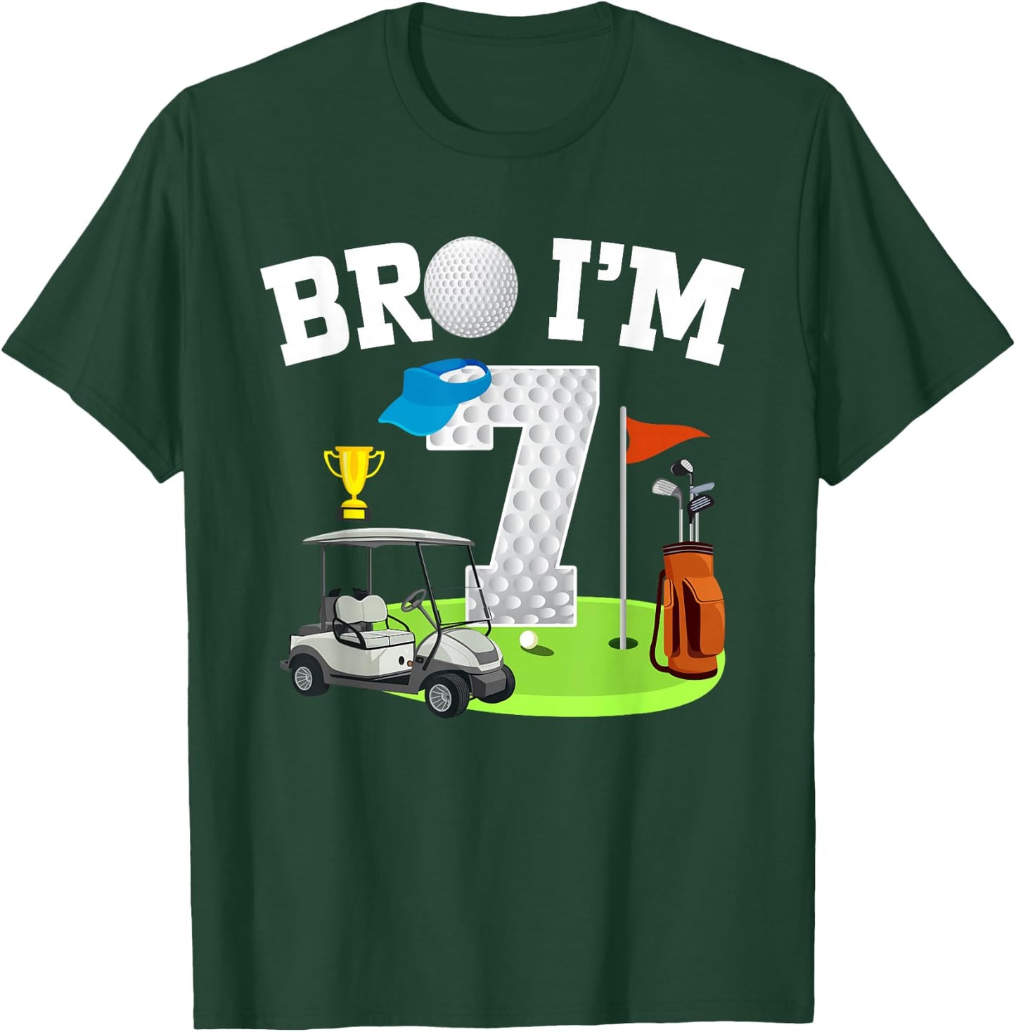 Bro I'm 7 Year Old Golf Theme 7th Birthday Golf Golfer T-Shirt - T-Shirt | Forest