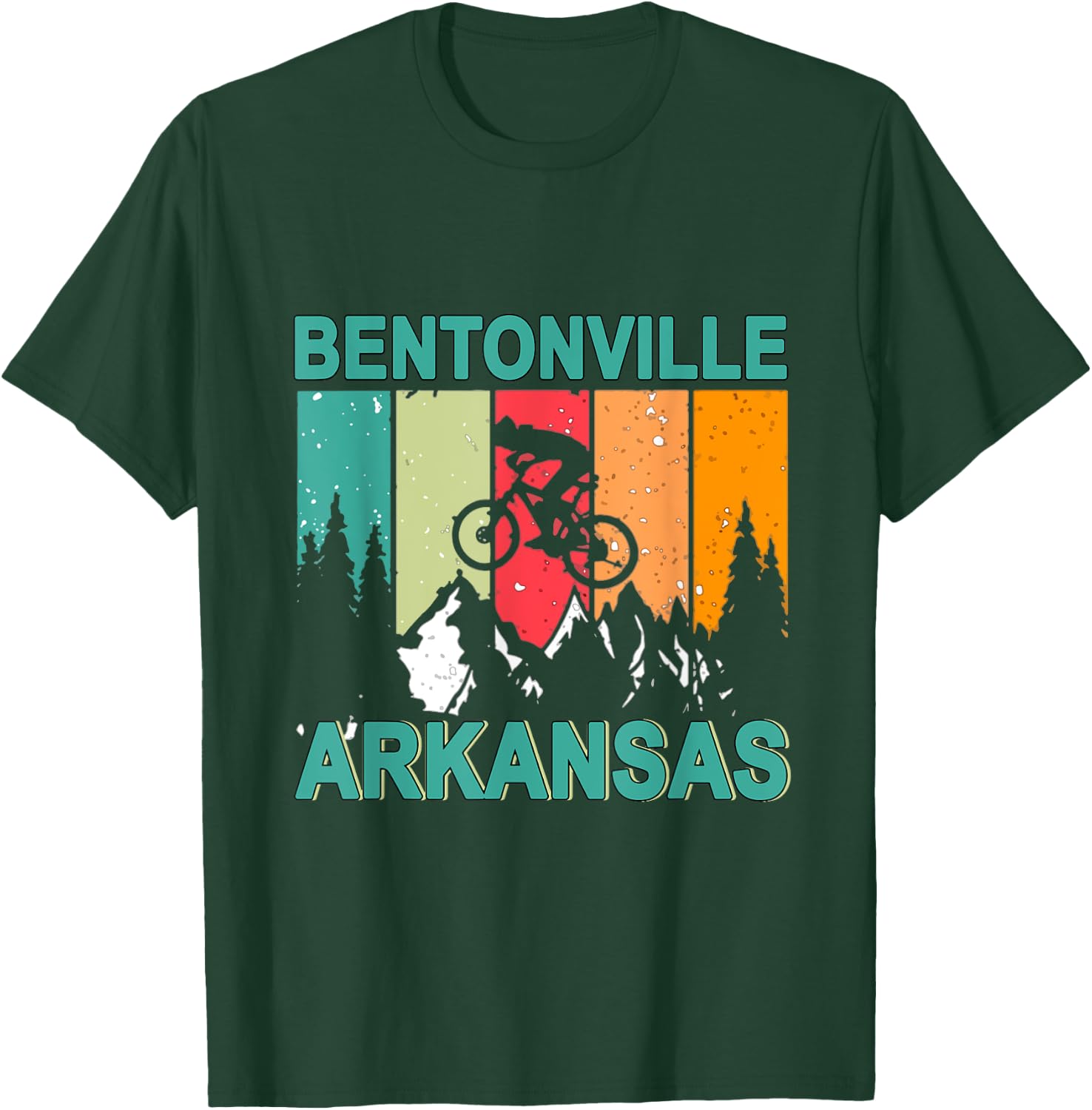 Bentonville Arkansas Vintage Retro 70s Mountain Biking T-Shirt - T-Shirt | Forest