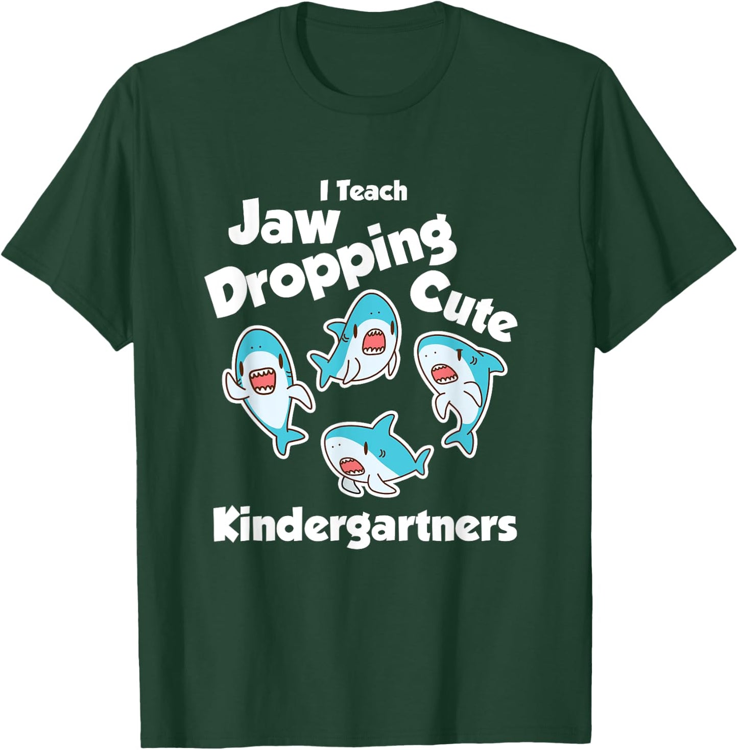 Cute Kindergarten Teacher Shark Humor Apparel Back to School T-Shirt - T-Shirt | Forest