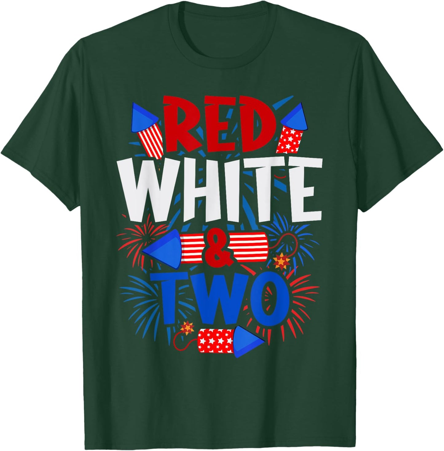 Red White & Two 2nd Birthday 4th Of July Independence Day T-Shirt - T-Shirt | Forest