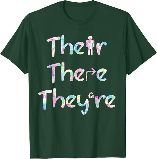 There Their They're Tie Funny Gramma English Teacher Women T-Shirt - T-Shirt | Forest