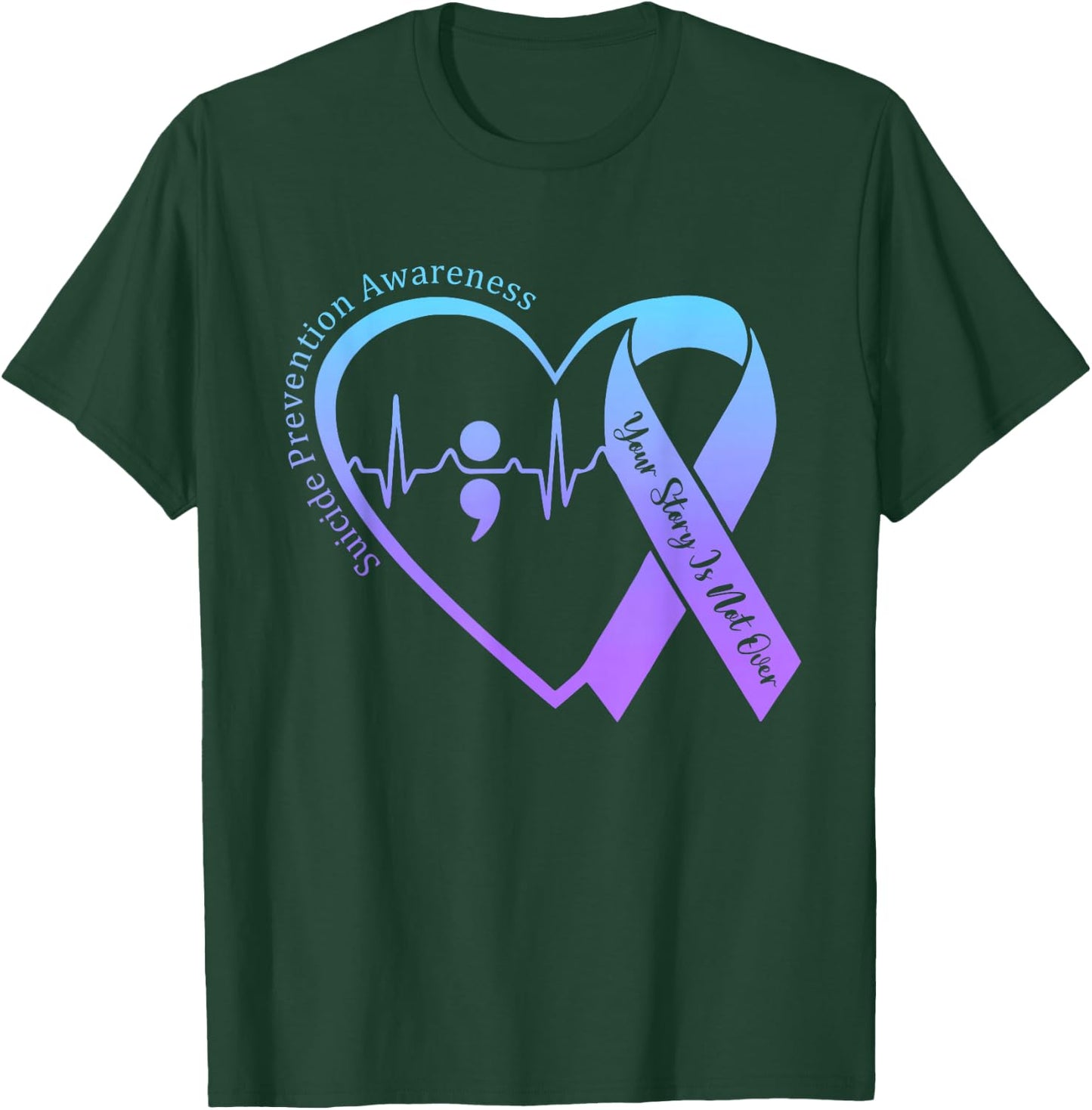 Suicide Prevention Awareness Month Teal & Purple Ribbon T-Shirt - T-Shirt | Forest