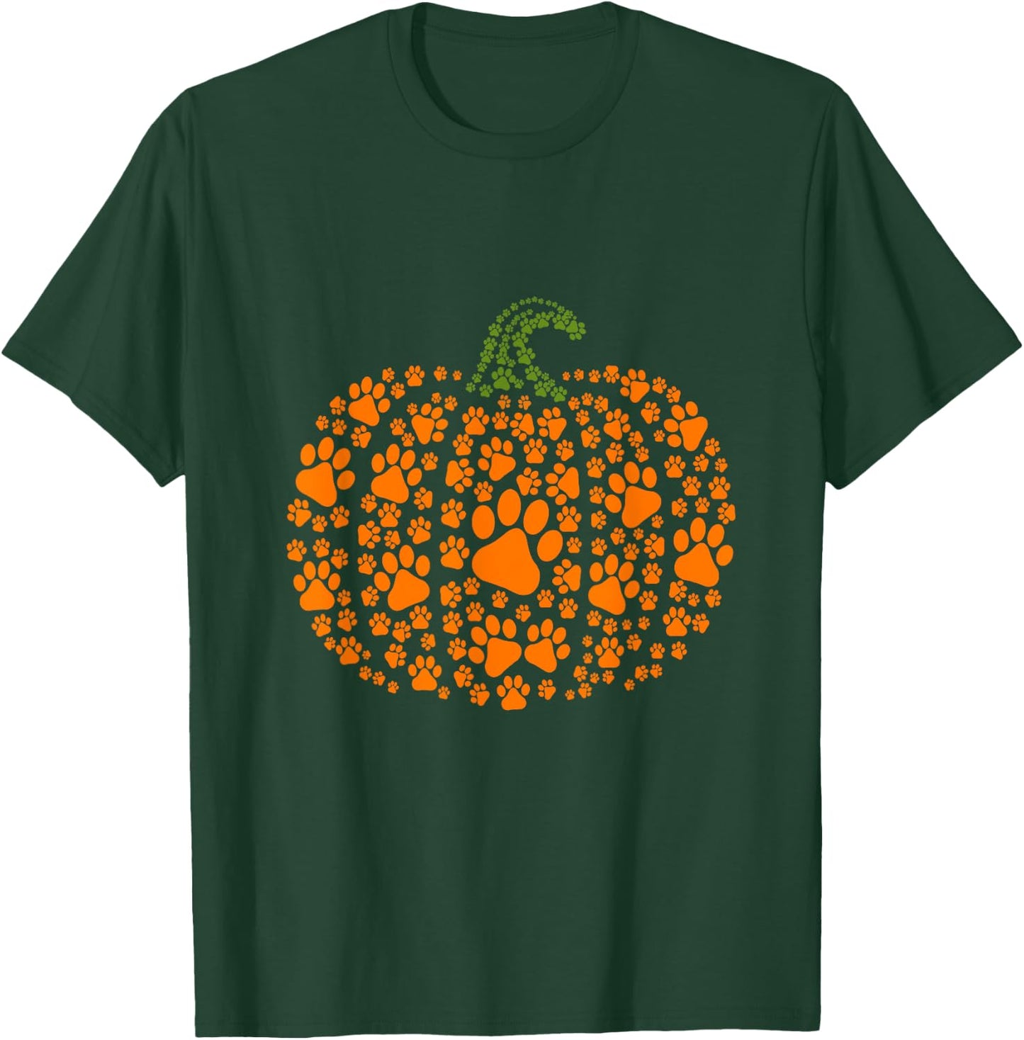 Paw Print Pumpkin Halloween Pet Lover T-Shirt - T-Shirt | Forest