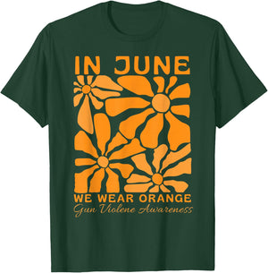in June We Wear Orange Gun Violence Awareness Boho Floral T-Shirt - T-Shirt | Forest