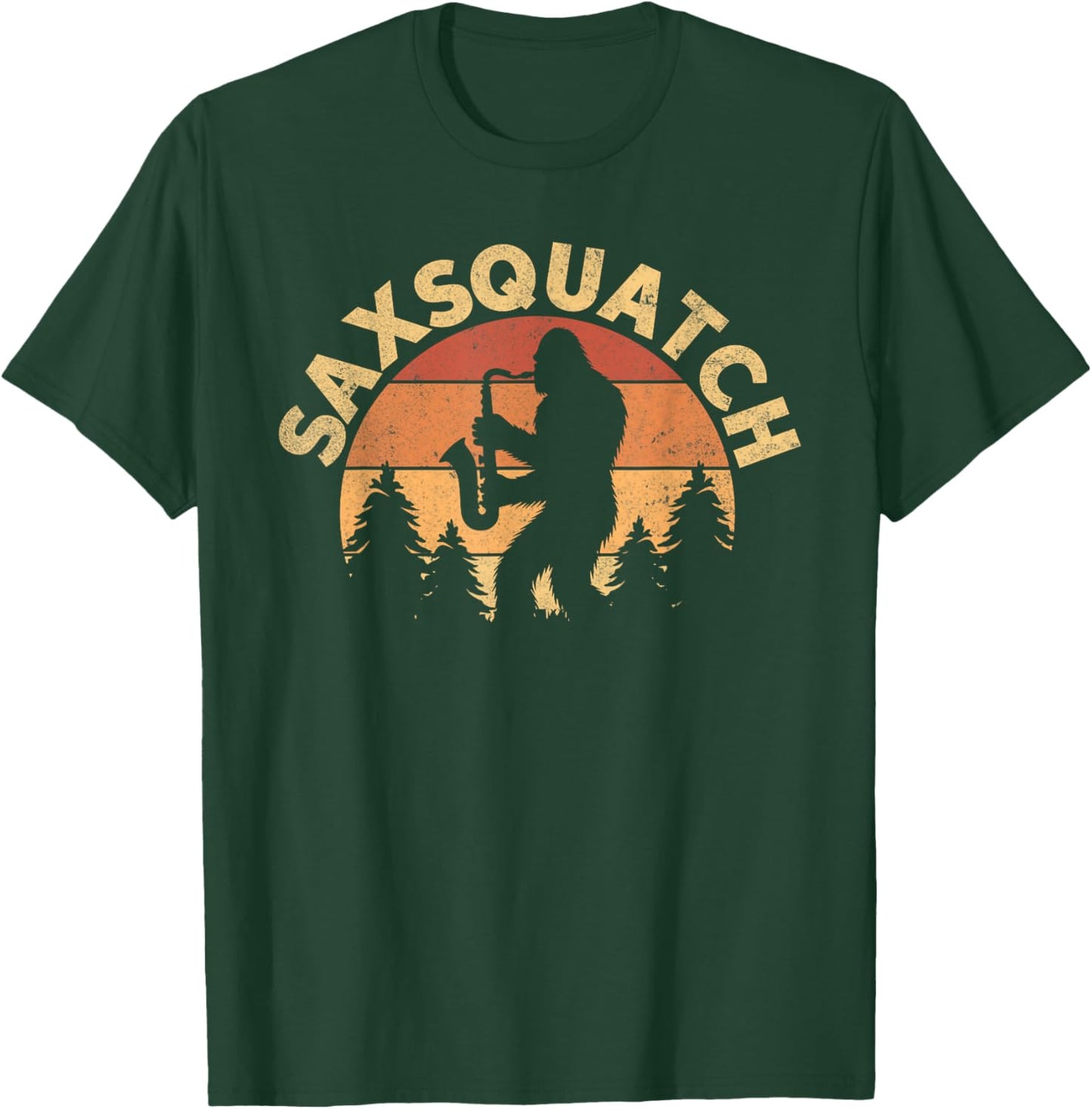 Funny Saxophone Lovers Saxsquatch Saxophonist Bigfoot Adults Humor Lover Black Small T-Shirt - T-Shirt | Forest