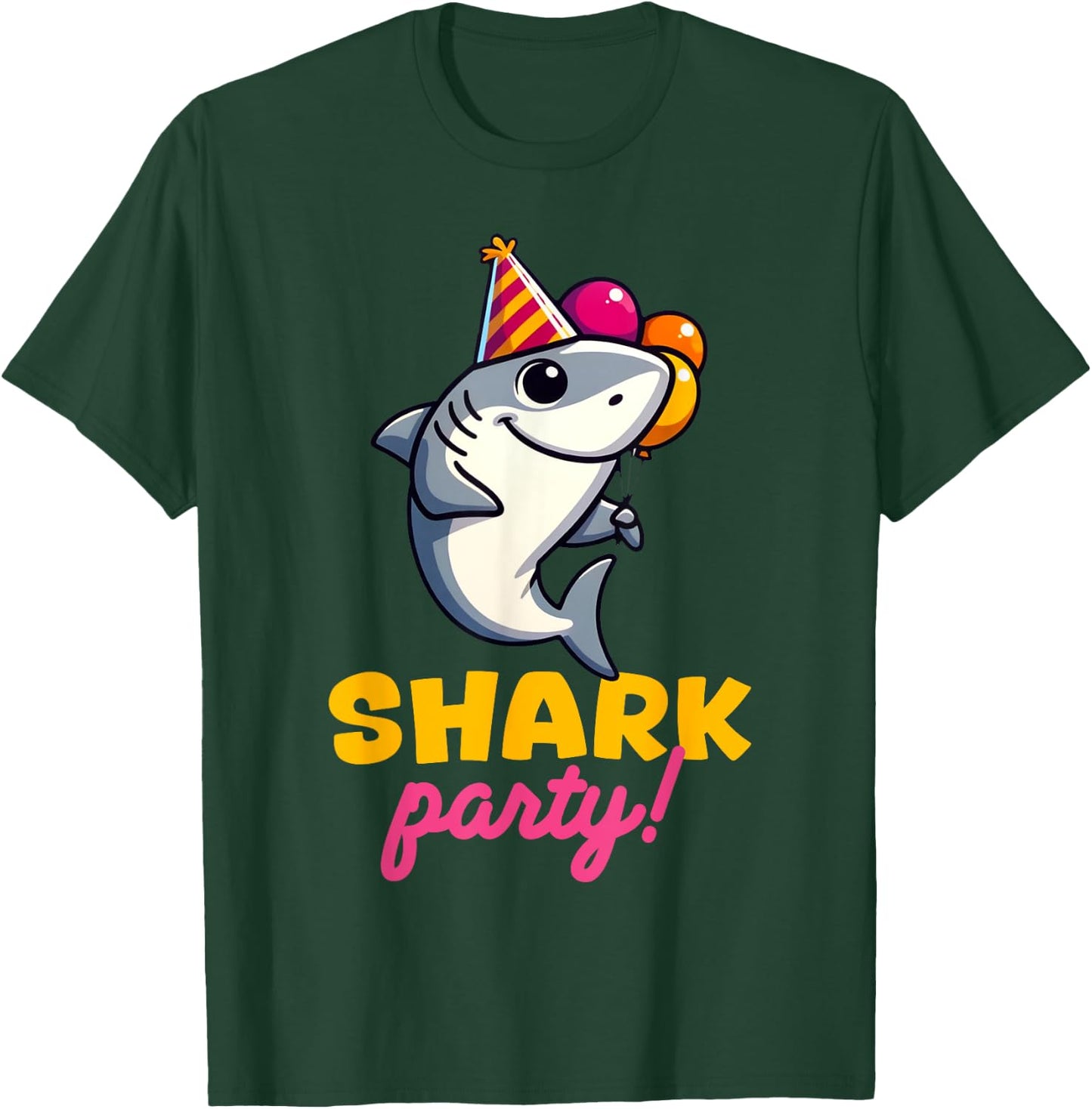 Cool Shark Party Birthday Beach Funny Shark Men Women Kids T-Shirt - T-Shirt | Forest