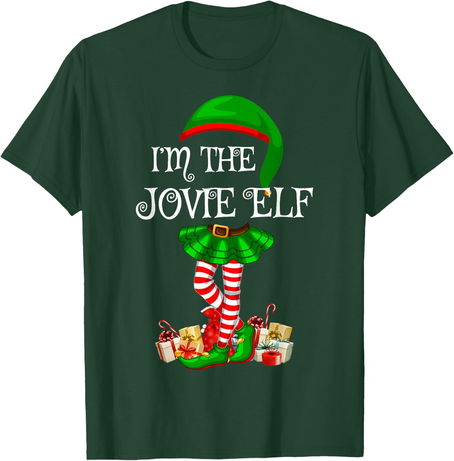 Matching Family Women Girls I'm The Jovie Elf Christmas T-Shirt - T-Shirt | Forest