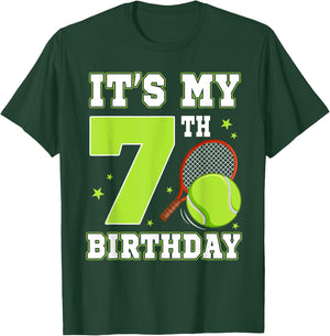 It's My 7th Birthday Tennis Themed 7 Year Old Party Kids T-Shirt - T-Shirt | Forest