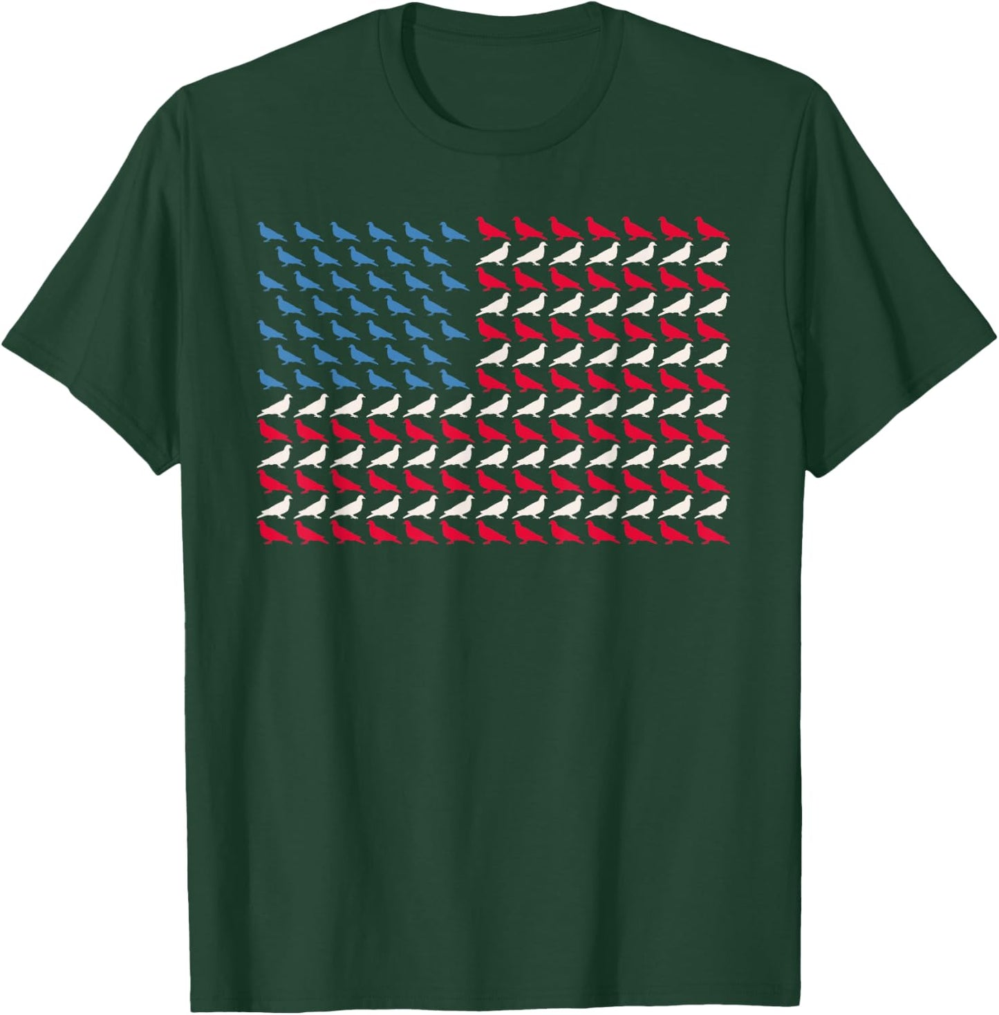 Pigeon American Flag Bandtail US 4th Of July Bird USA Gift T-Shirt - T-Shirt | Forest