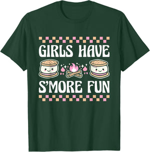 Girls Have Smore Fun Camping Friends Camp Women Girl Kids T-Shirt - T-Shirt | Forest