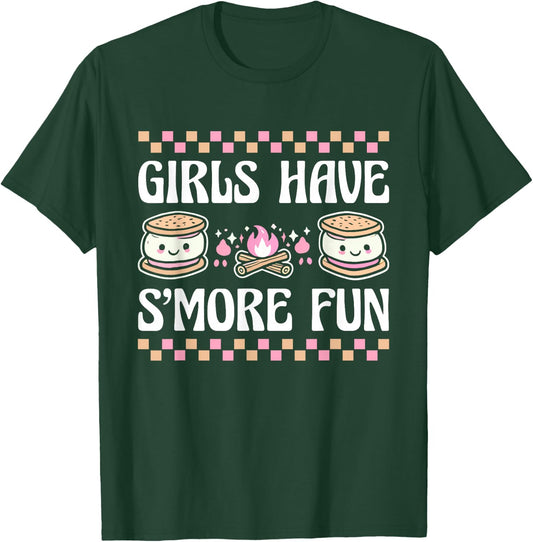 Girls Have Smore Fun Camping Friends Camp Women Girl Kids T-Shirt - T-Shirt | Forest