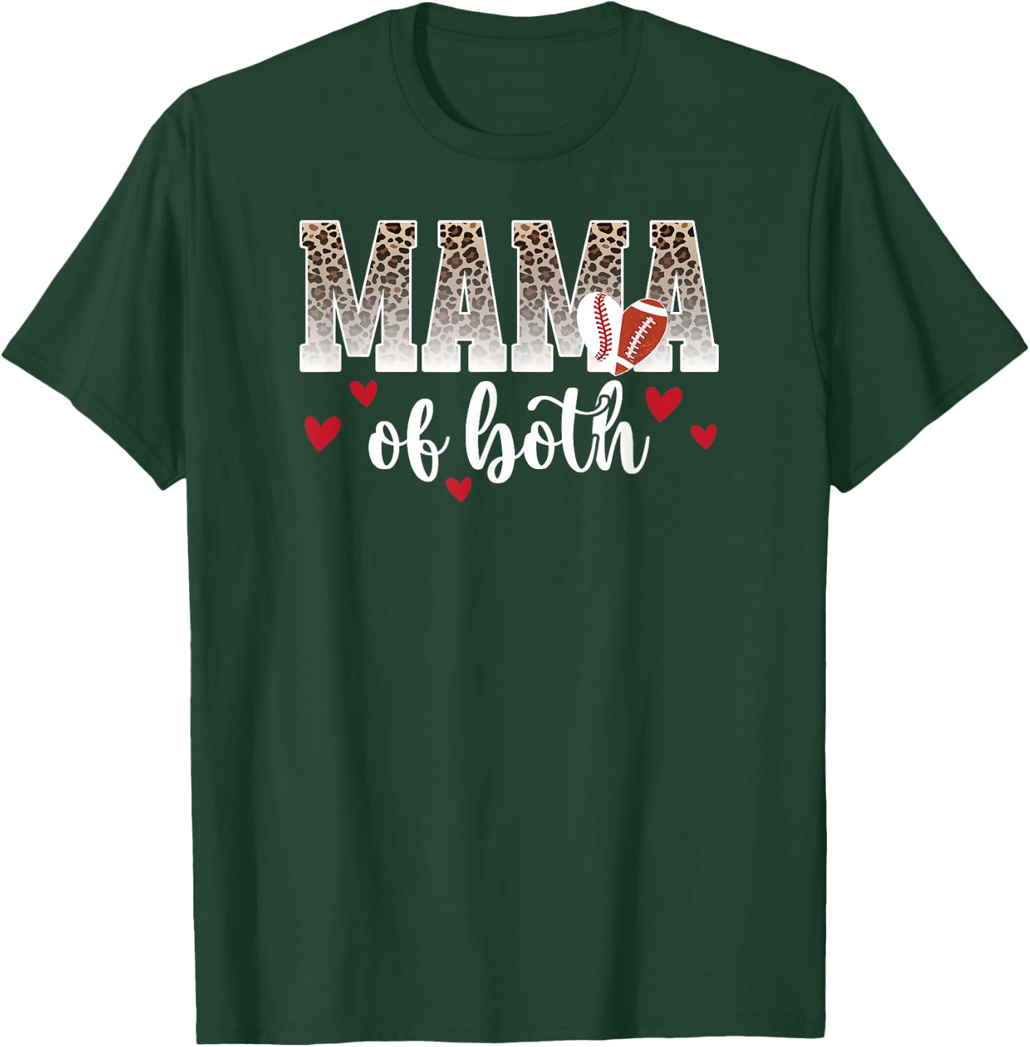 Mama Of Both Proud Football Baseball Mom T-Shirt - T-Shirt | Forest