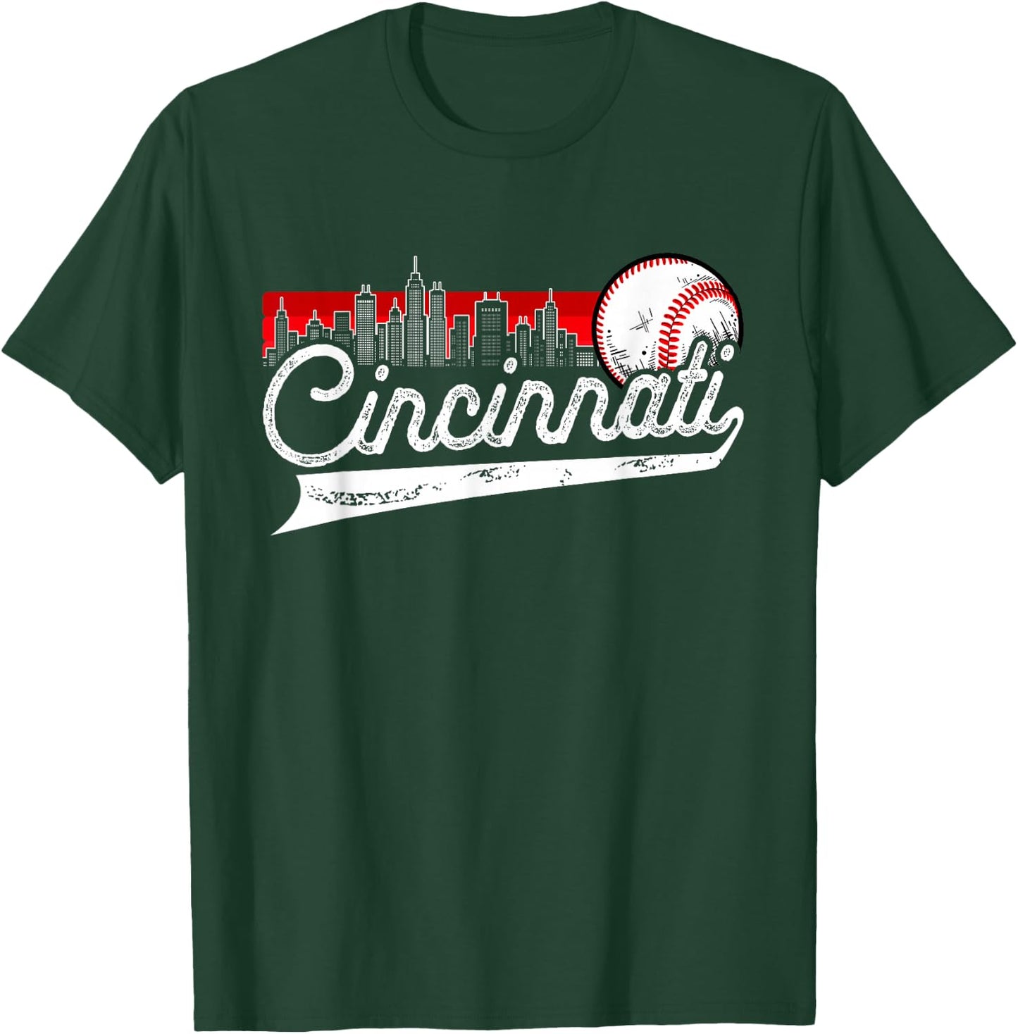 Retro Cincinnati Vintage Baseball Softball Lover Women Men T-Shirt - T-Shirt | Forest