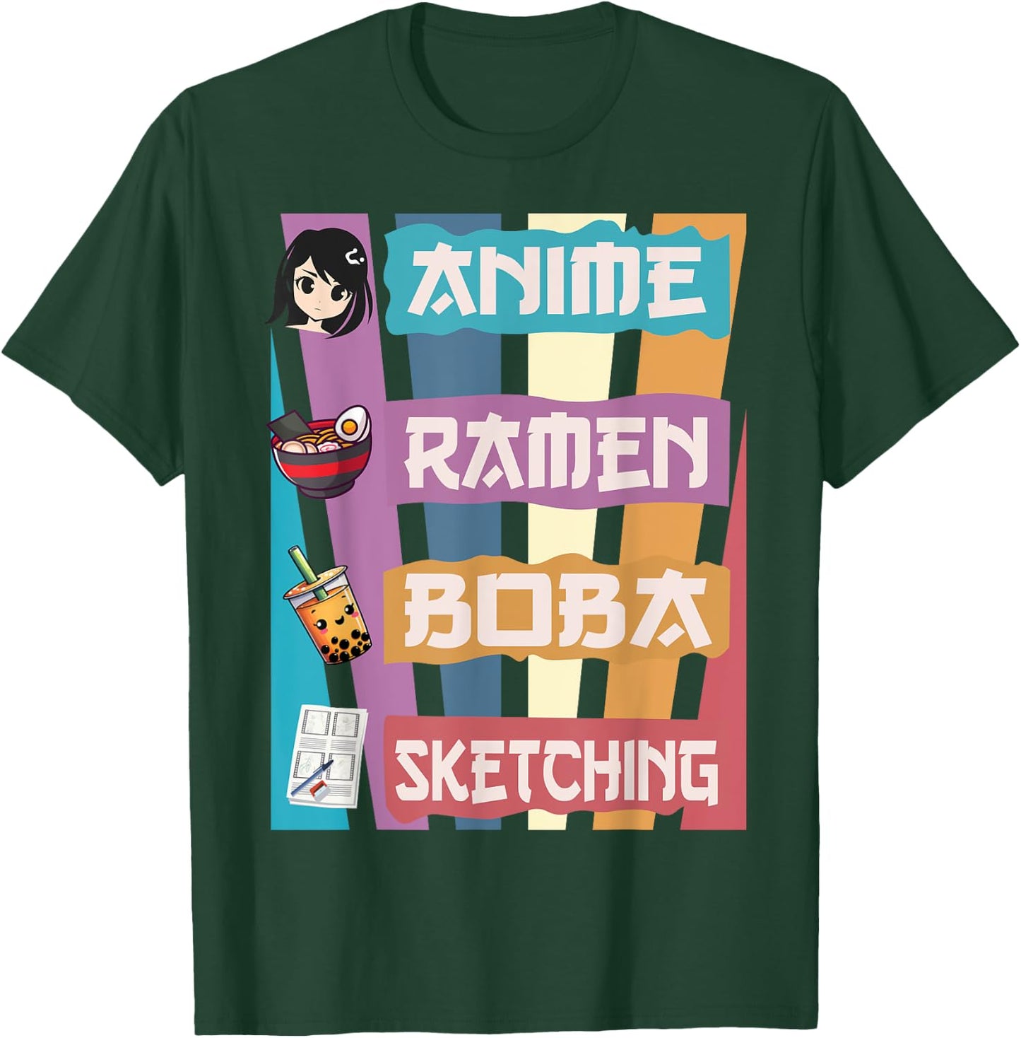 Anime Ramen Boba Sketching Just A Anime Girl Who Love T-Shirt - T-Shirt | Forest