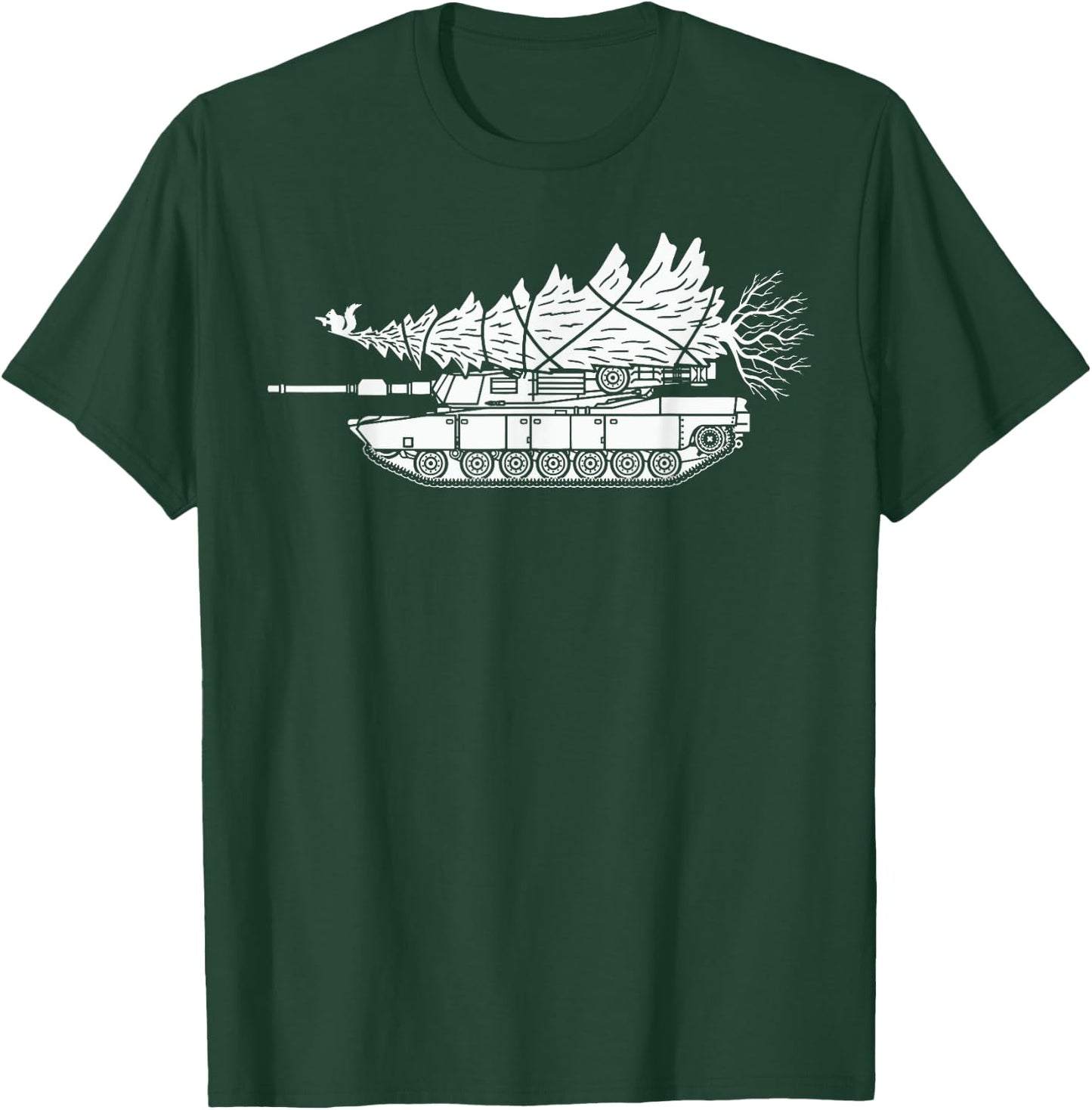 Tank Carrying Christmas Tree T-Shirt - T-Shirt | Forest