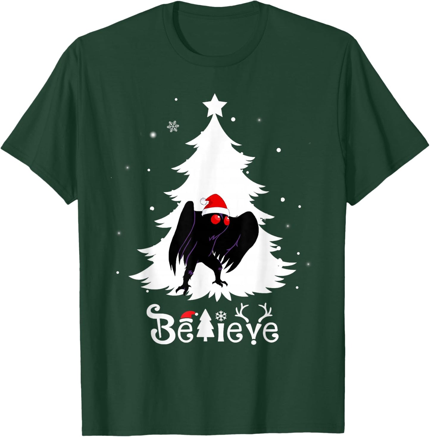 Funny Mothman Believe Christmas Cryptid Point Pleasant T-Shirt - T-Shirt | Forest