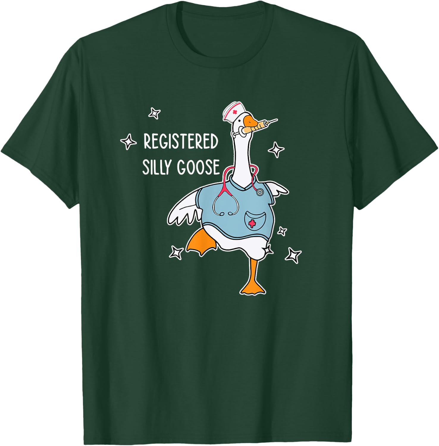 Nurse Registered Silly Goose Nursing School Black X-Small -Adults Short Sleeve T-Shirt - T-Shirt | Forest