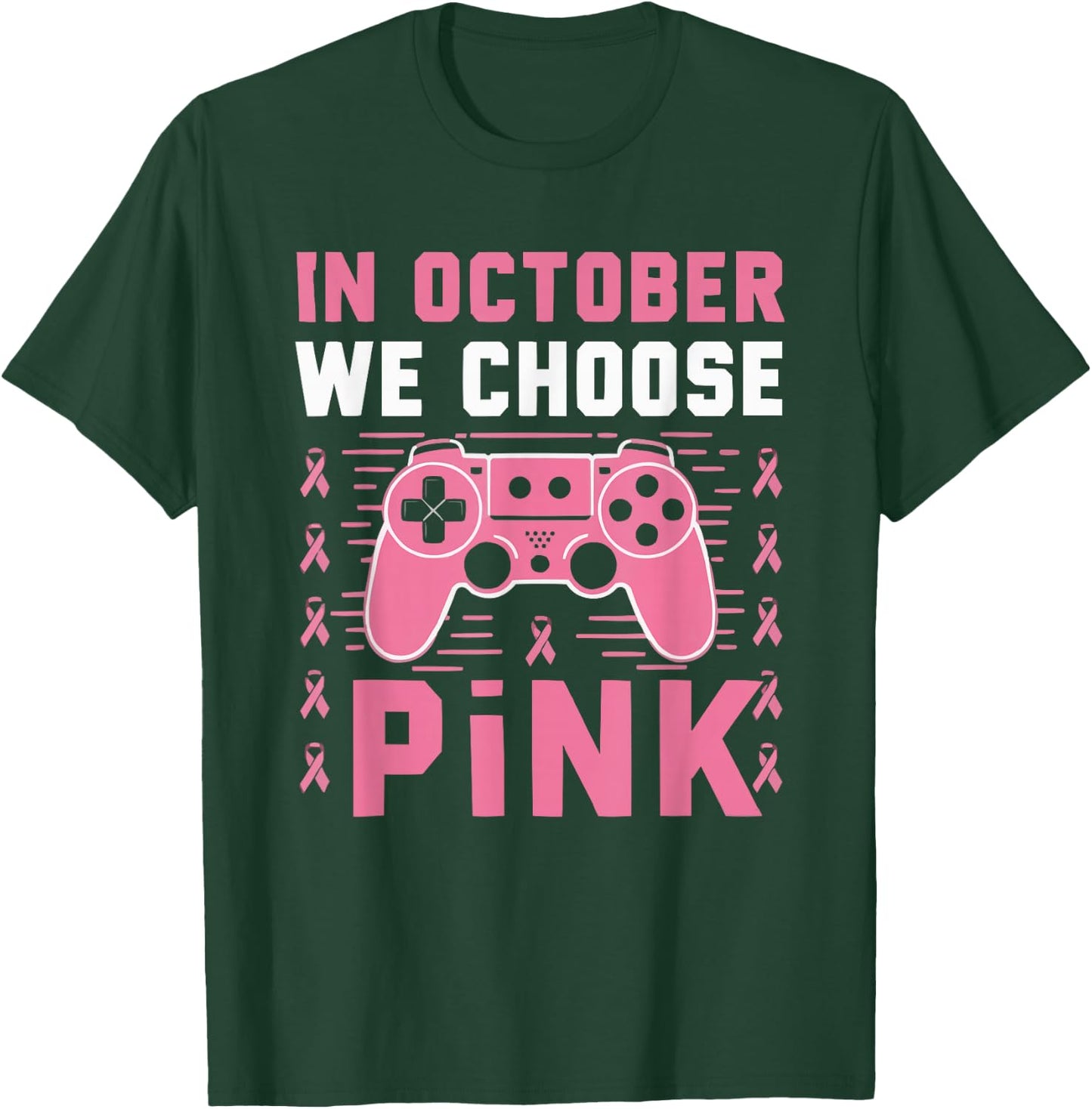 Gamer Breast Cancer Awareness Cancer Survivor Pink Ribbon T-Shirt - T-Shirt | Forest