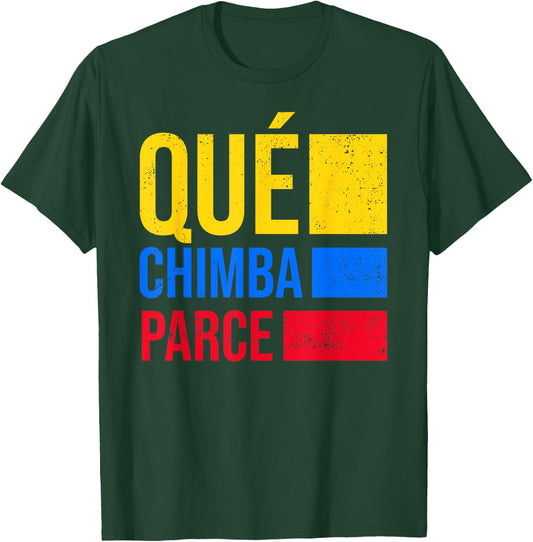 Qué Chimba Parce Colombia Flag Retro Vintage Colombian Slang T-Shirt - T-Shirt | Forest