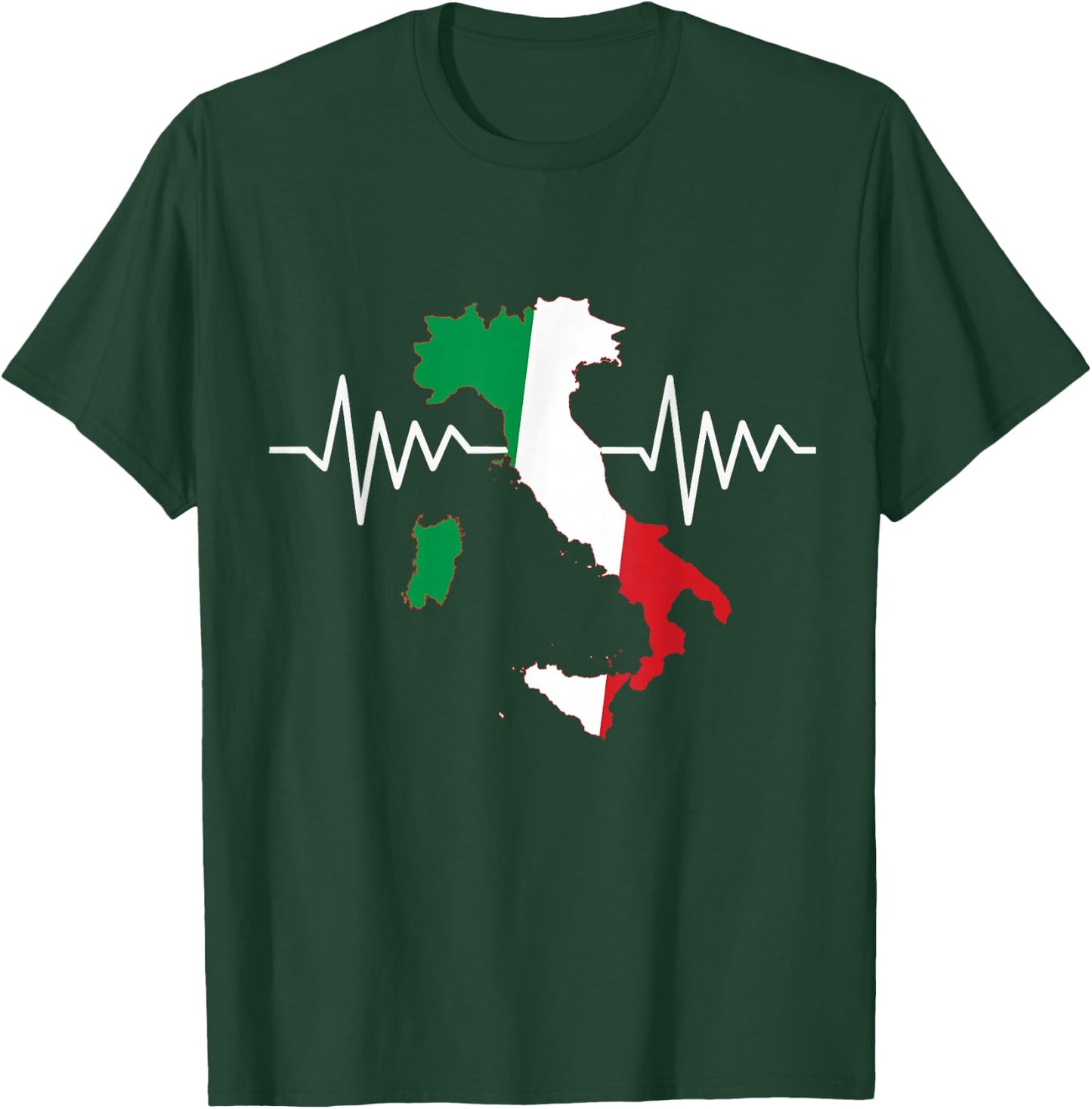 Italy Flag Heart Heartbeat for Italy Men Women Kids T-Shirt - T-Shirt | Forest