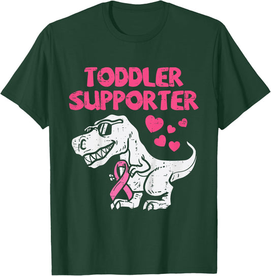 Toddler Supporter T-Rex Kids Breast Cancer Awareness Boys T-Shirt - T-Shirt | Forest