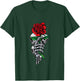 Skeleton Hand Red And Beautiful Rose Flower And Skulls Art T-Shirt - T-Shirt | Forest