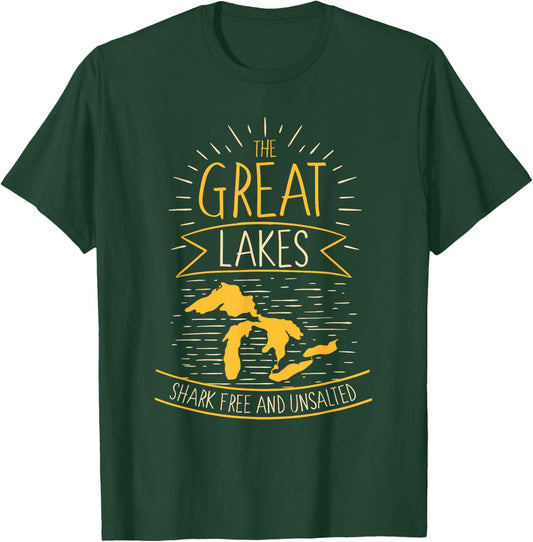 The Great Lakes Shark Free Unsalted Michigan Gift T-Shirt - T-Shirt | Forest