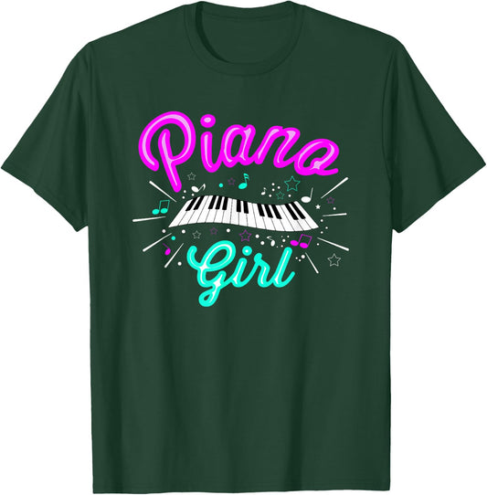 Piano Girl Funny Pianist Music Keyboardist Musician Outfit T-Shirt - T-Shirt | Forest
