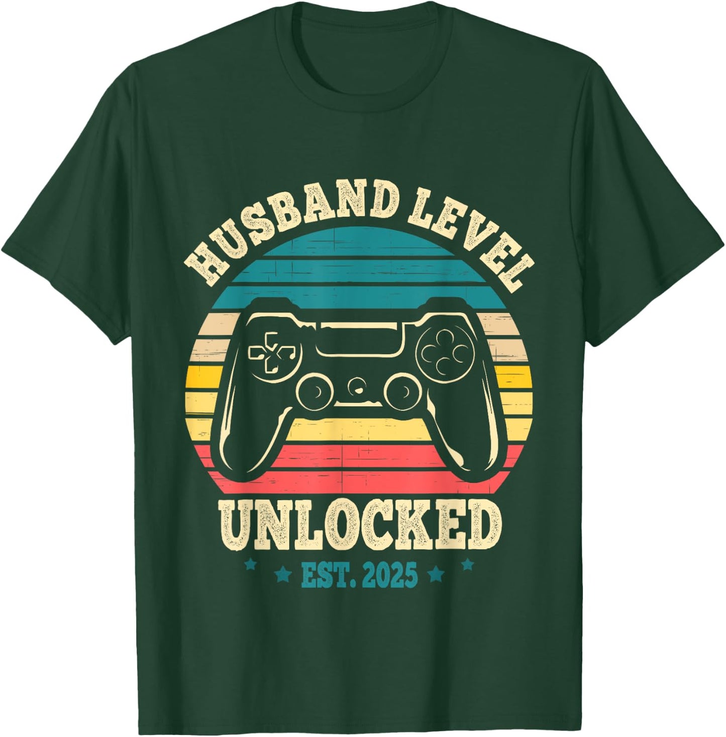 Just Married Gamer Leveled Up To Husband Level Unlocked 2025 T-Shirt - T-Shirt | Forest
