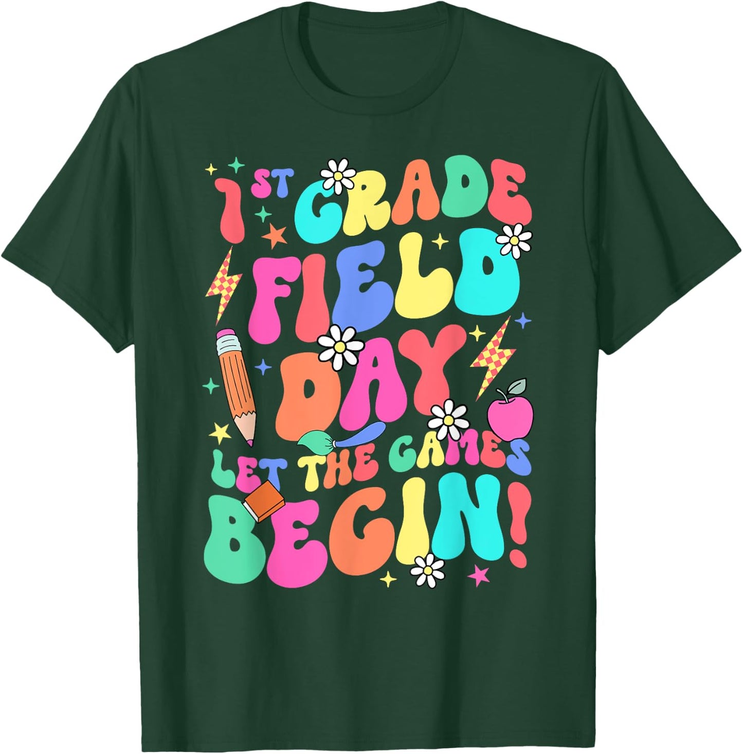 1st Grade Field Day Let The Games Begin Teacher Boys Girls T-Shirt - T-Shirt | Forest