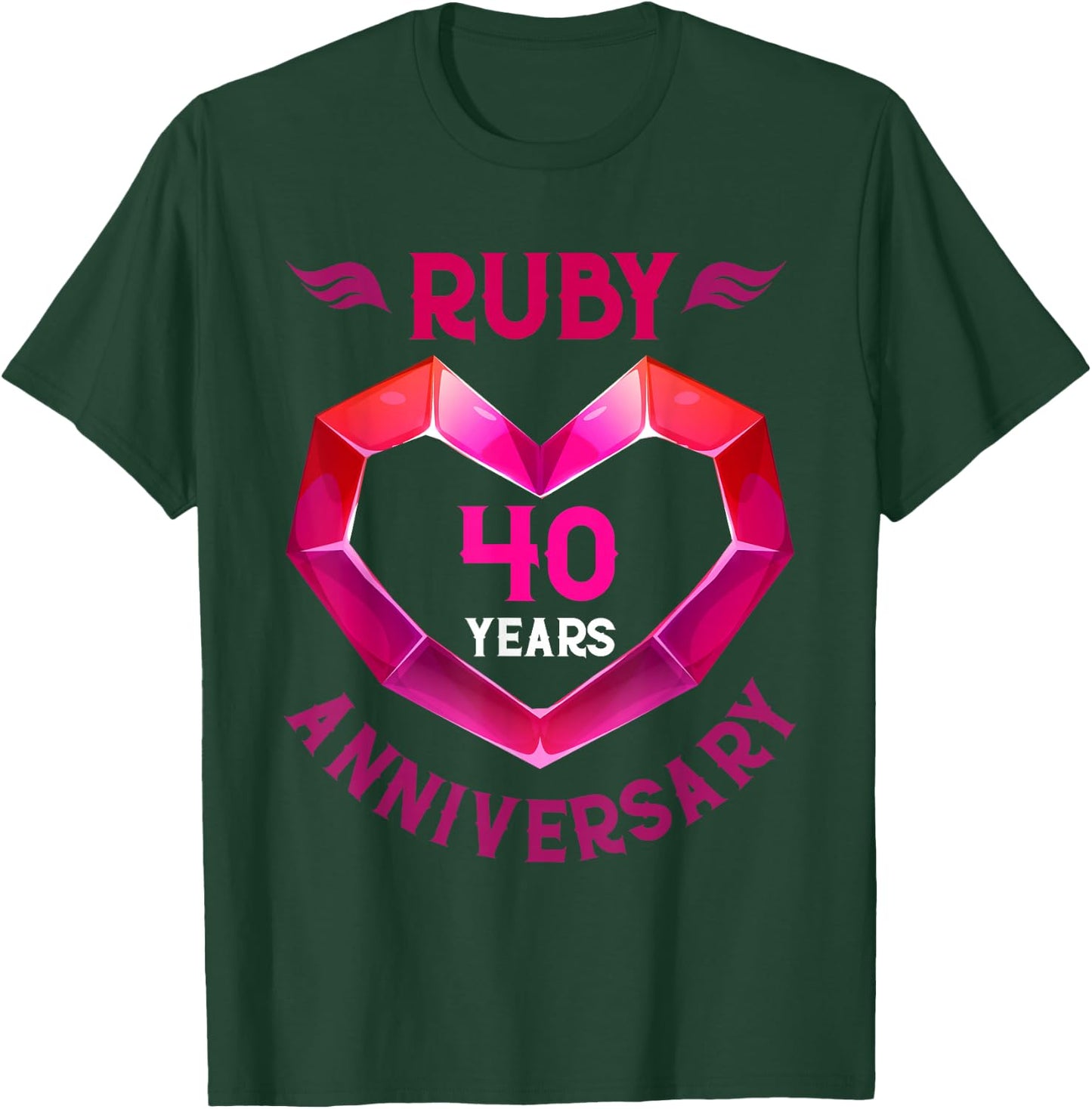Happy 40th Anniversary 40 Years Ruby Wedding T-Shirt - T-Shirt | Forest