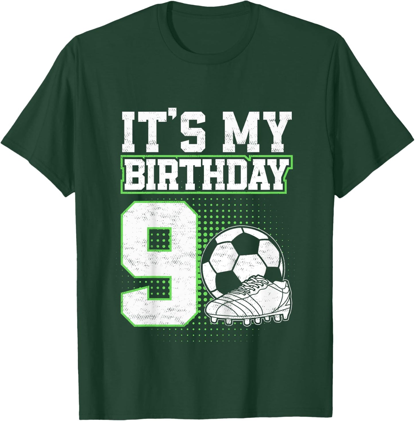 Kids 9 Year Old Soccer Boy Its My 9th Birthday Soccer Ball T-Shirt - T-Shirt | Forest
