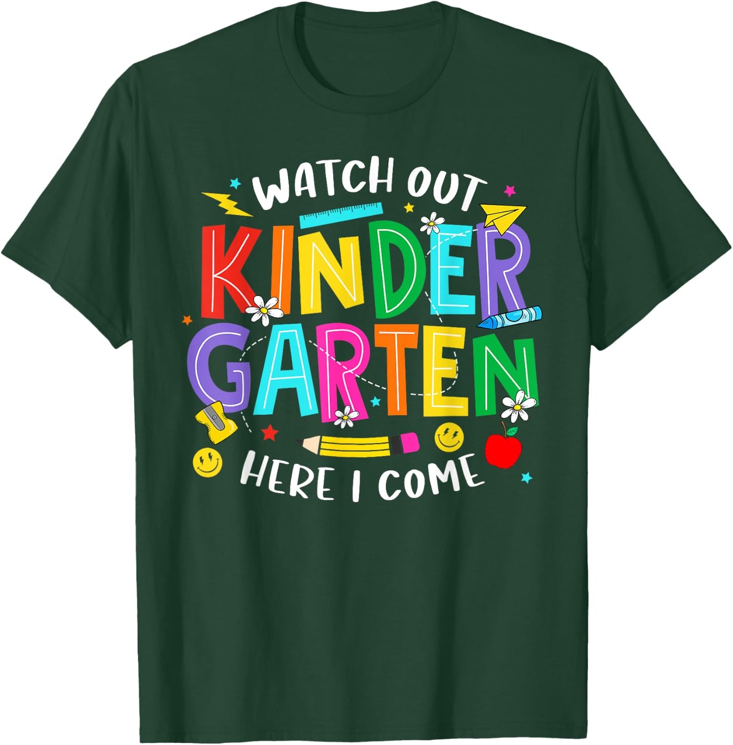 Watch Out Kindergarten Here I Come Kinder Back To School Kid T-Shirt - T-Shirt | Forest