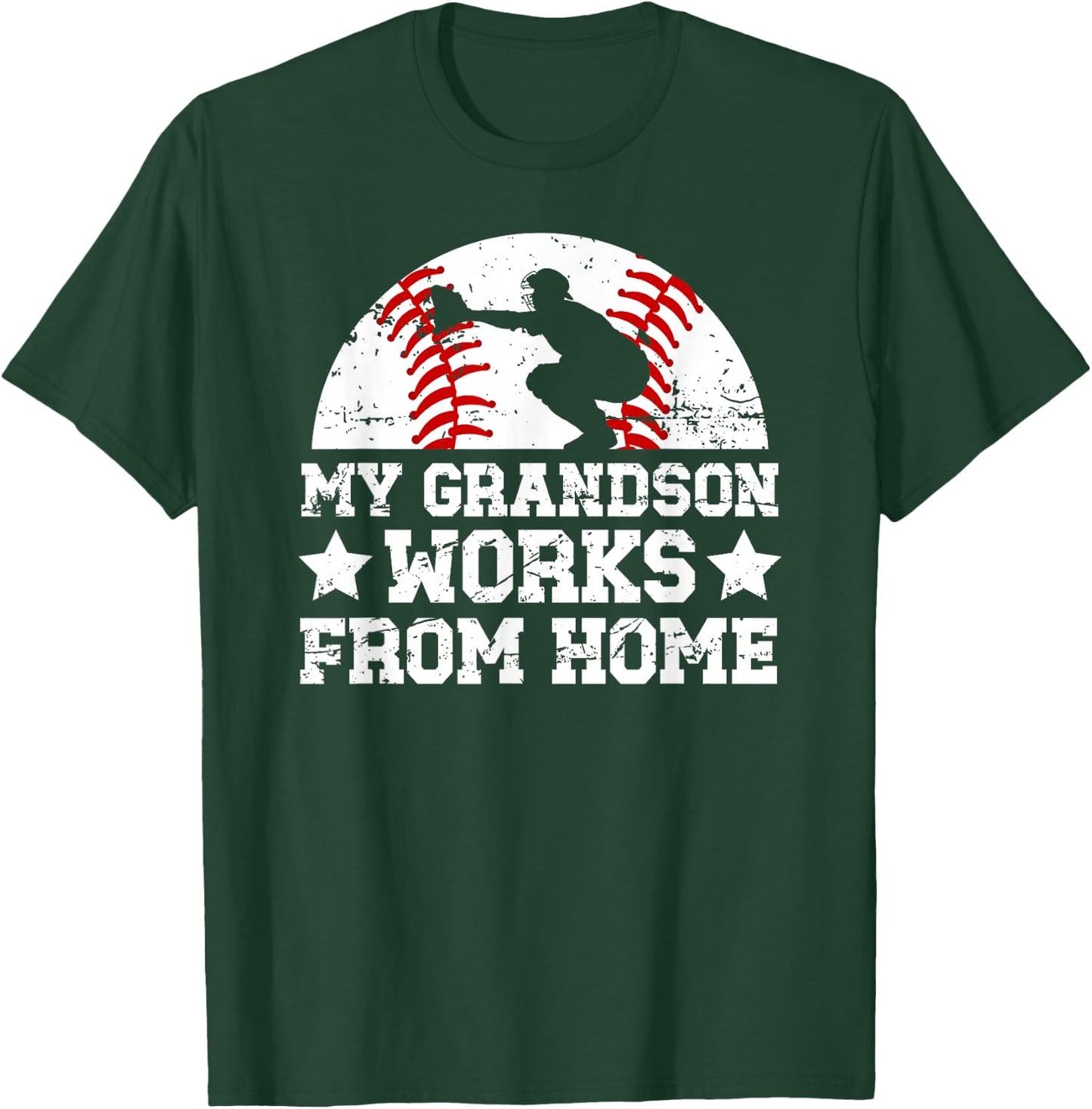 My Grandson Baseball Catcher Grandpa Of A Baseball Catcher T-Shirt - T-Shirt | Forest