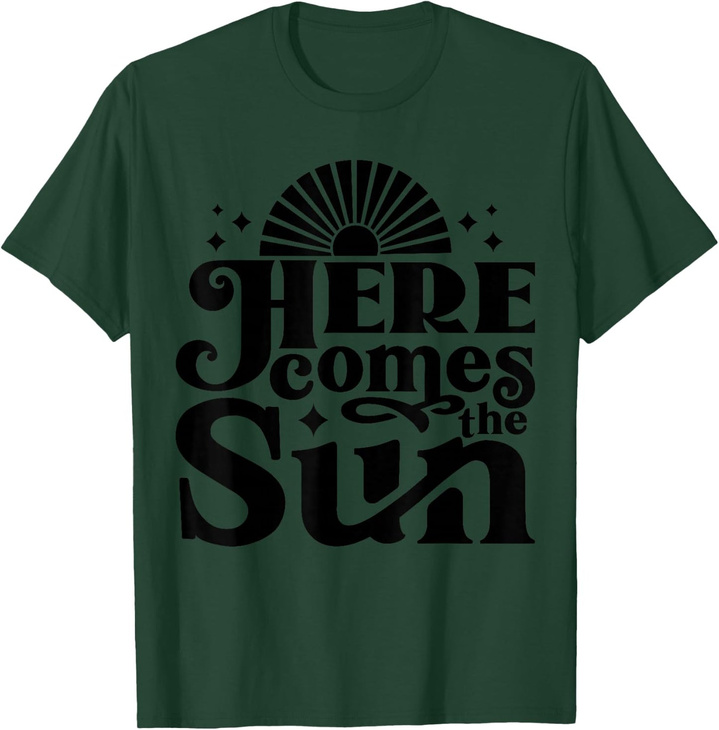 Here comes the Sun Groovy Vintage Retro T-Shirt - T-Shirt | Forest