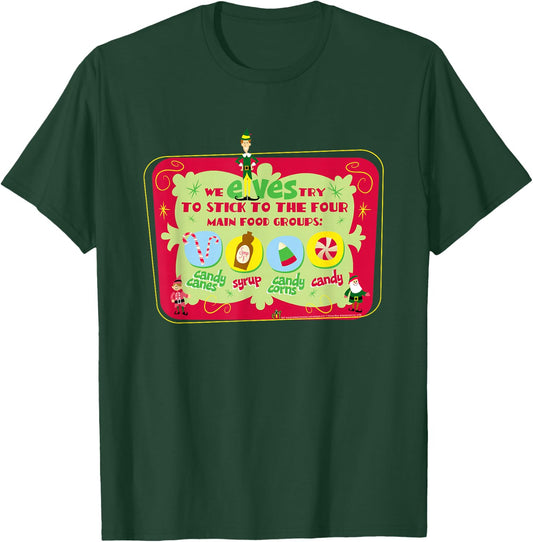 Elf Movie Stick to the 4 Main Food Groups T-Shirt - T-Shirt | Forest