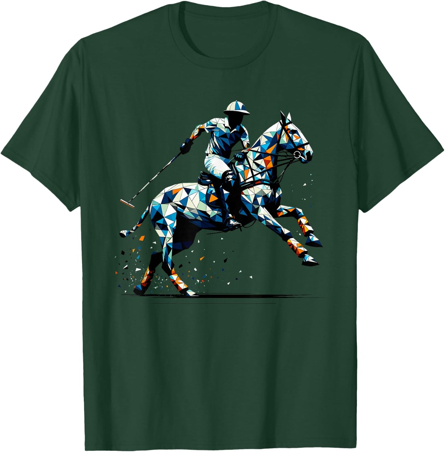 Polygon Art Polo Horseback Riding Horses Equestrian Horse T-Shirt - T-Shirt | Forest