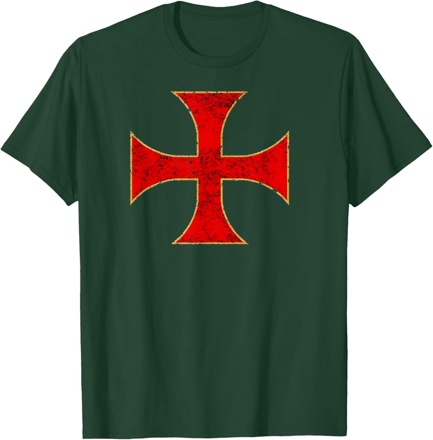 Cross Crusader Knights Templar Distressed Top T-Shirt - T-Shirt | Forest