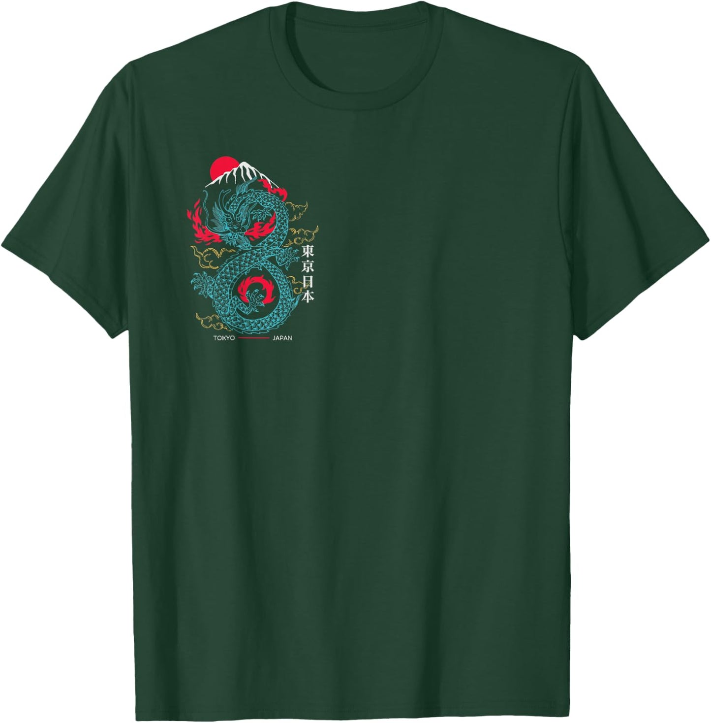 Tokyo Japan Asian Style Aesthetic Japanese Dragon On Back T-Shirt - T-Shirt | Forest