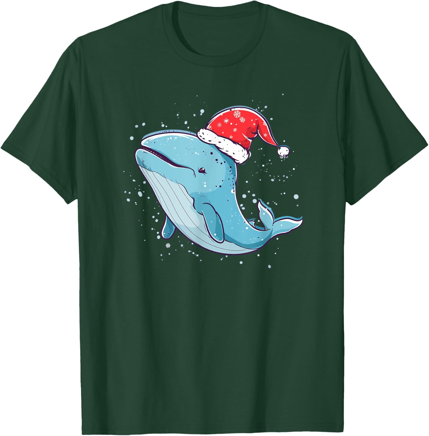 Cool Whale with Christmas Hat Costume for Boys and Girls T-Shirt - T-Shirt | Forest
