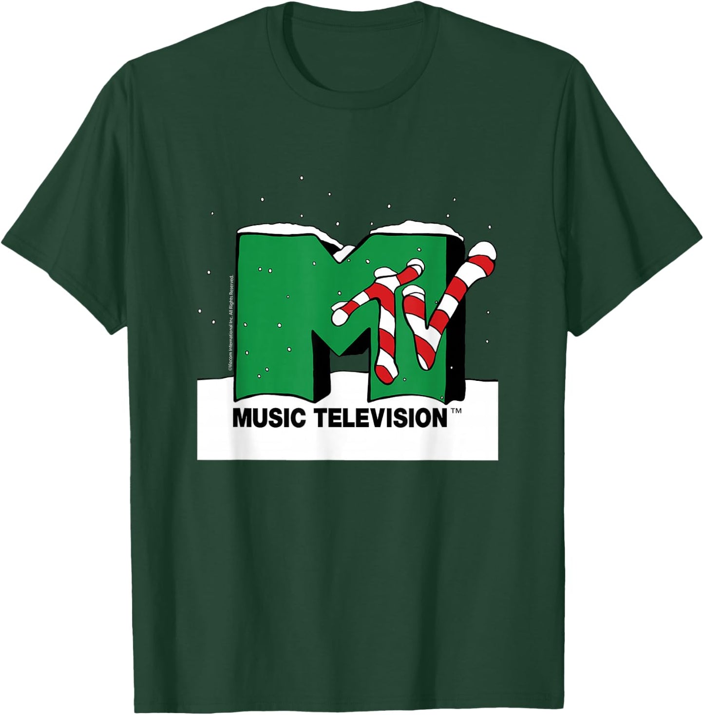 MTV - MTV Snowy Christmas Logo T-Shirt - T-Shirt | Forest